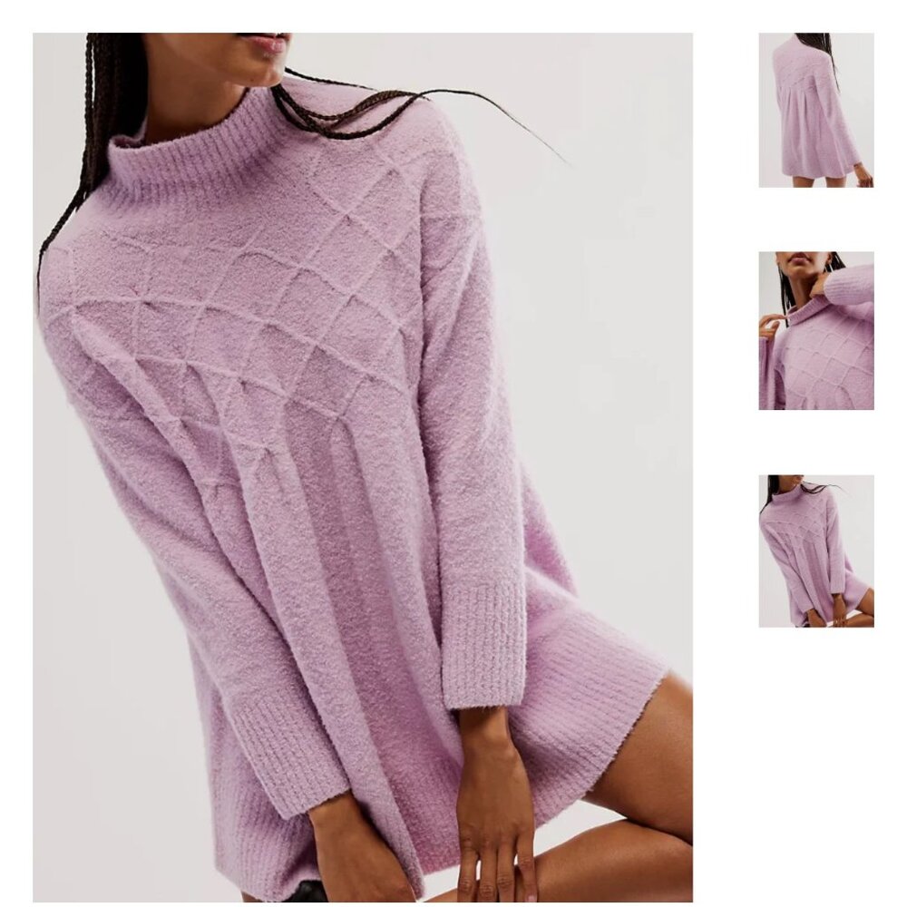 FREE PEOPLE Jaci Lavender Sweater Mini Dress Size‎ XS  NEW WITH TAG